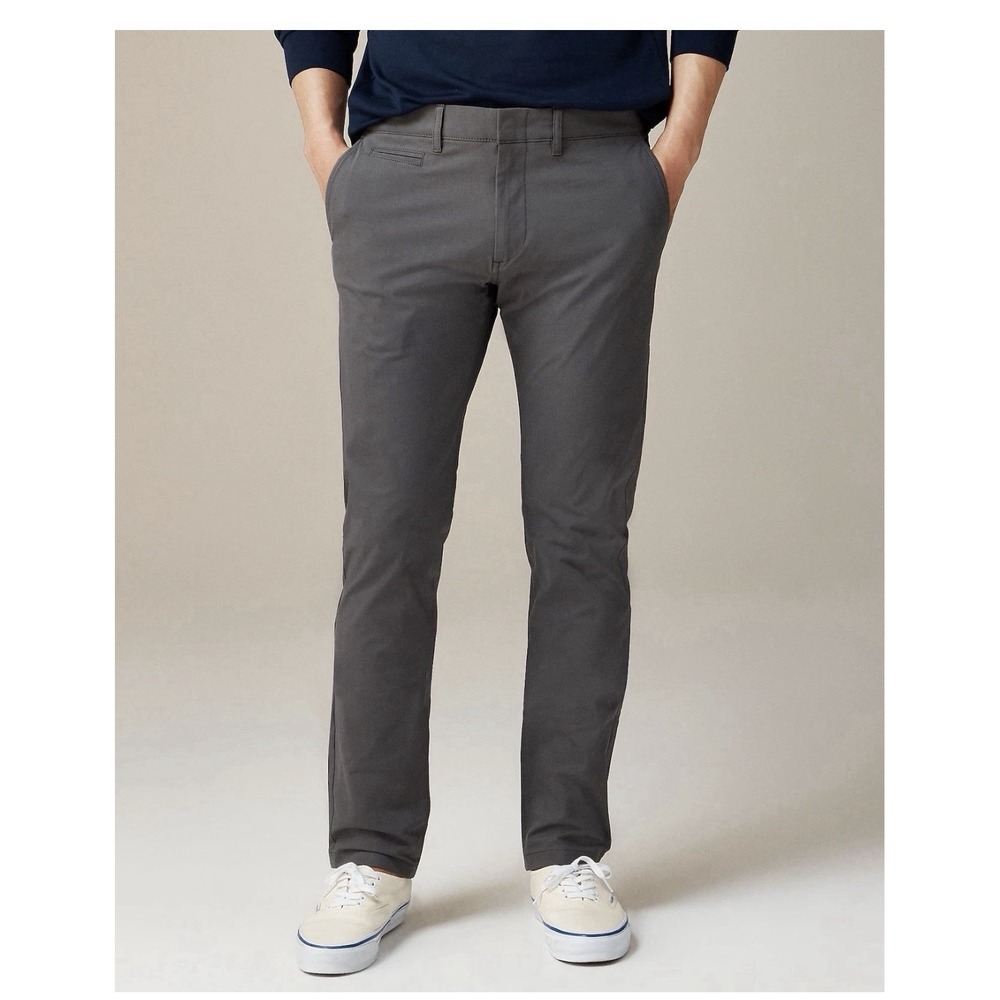 $118 J.Crew Men's 484 Slim-fit tech Chino pants Bedford Coal Size 32x30